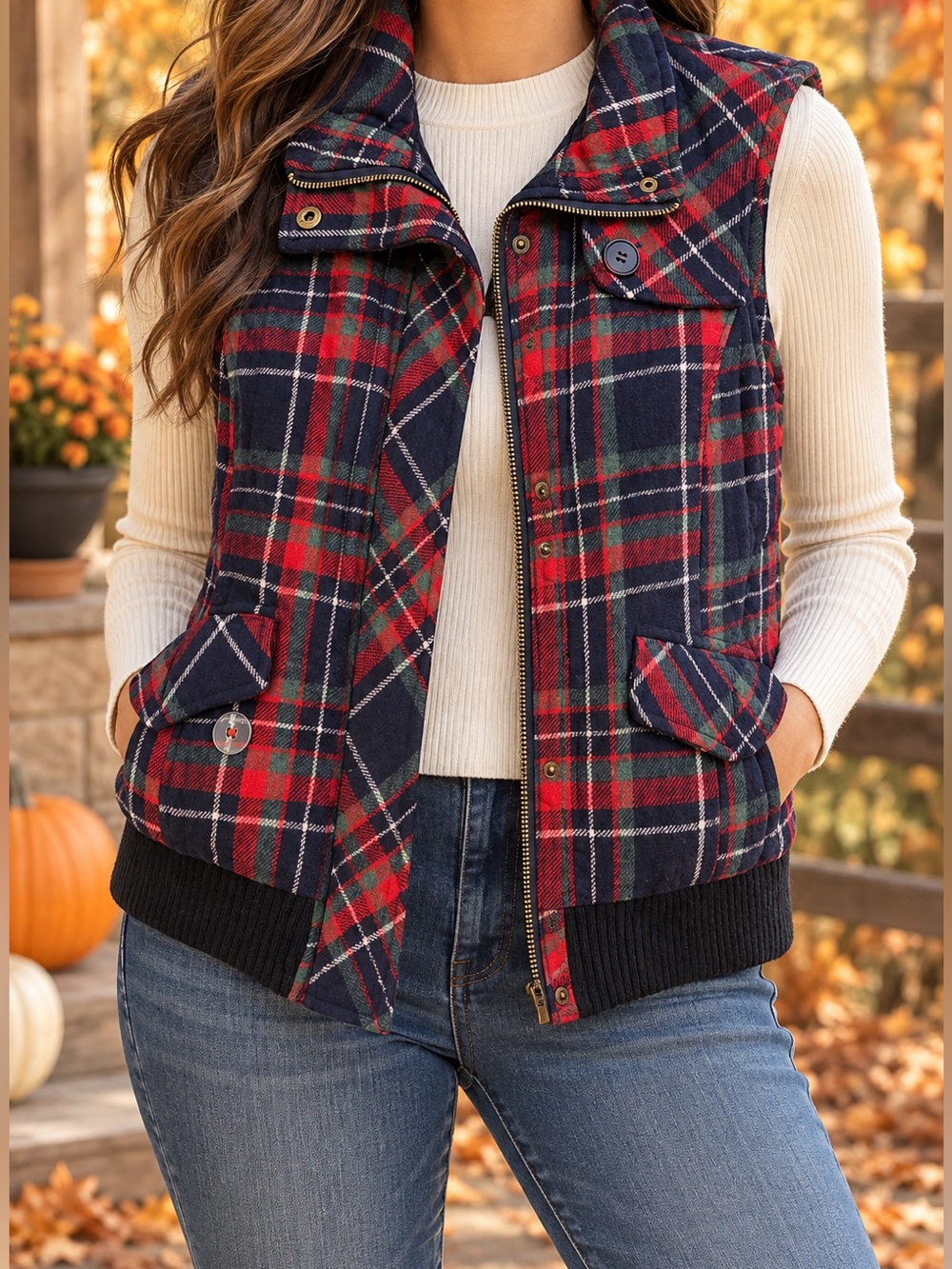 Vintage 90s Y2K dELiA*s Plaid Wool Blend Vest Size M